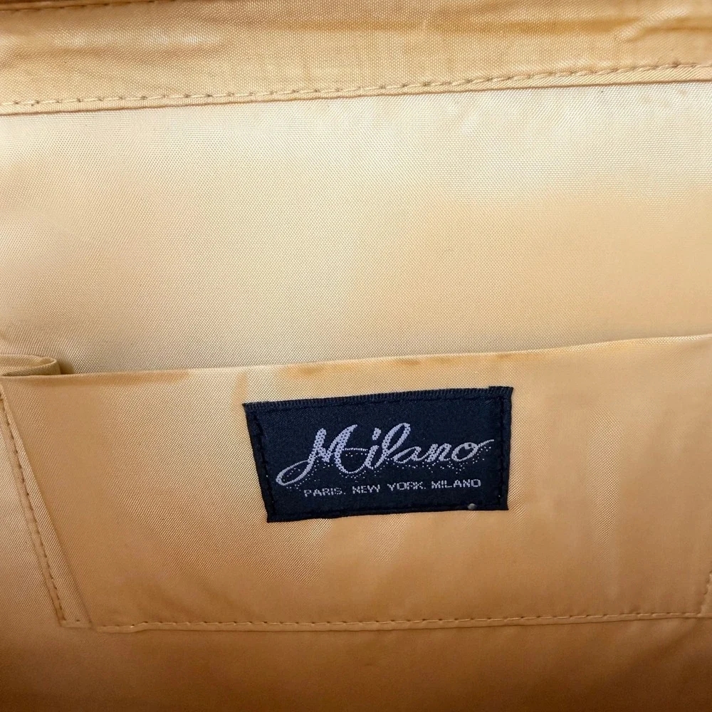 VINTAGE Milano Yellow Beaded Evening Clutch Bag Crossbody‎ Gold Embroidery